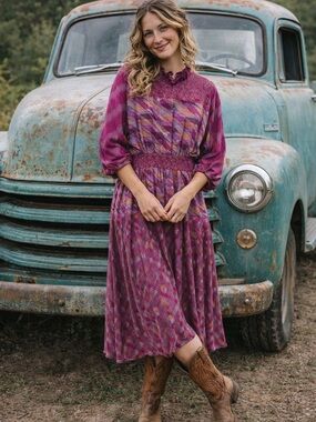 Diane Freis Vintage Maxi Dress, (RARE Georgette misspelled), Magneta/Pink